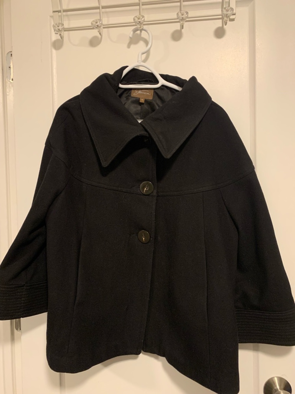 Jessica Black Women's Peacoat with Wide Collar
